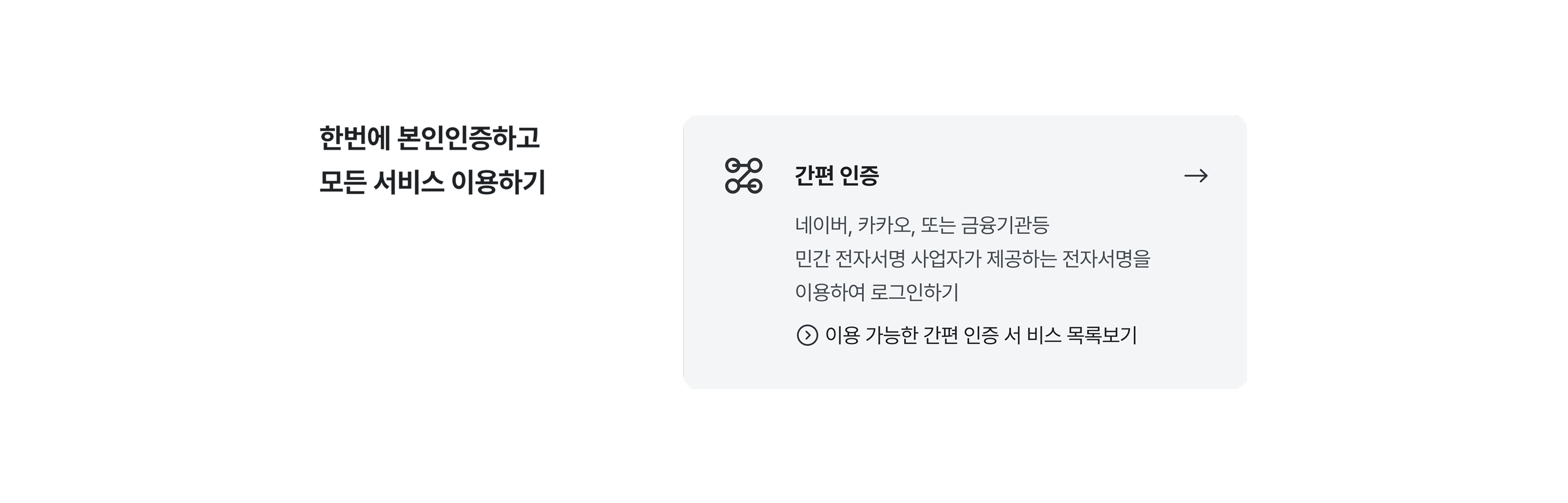 간편인증 로그인을 통해 로그인하는 화면 예시